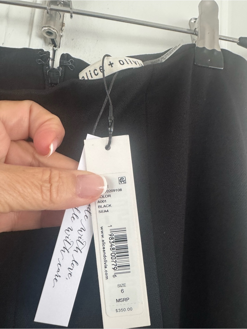 Alice + Olivia Black Rhinestone Slit Flare Dress Pants Size 6 - Picture 5 of 6